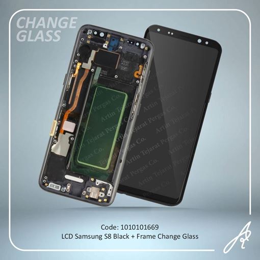 تصویر  LCD S8+FRAME BLACK CHANGE GLASS SAM